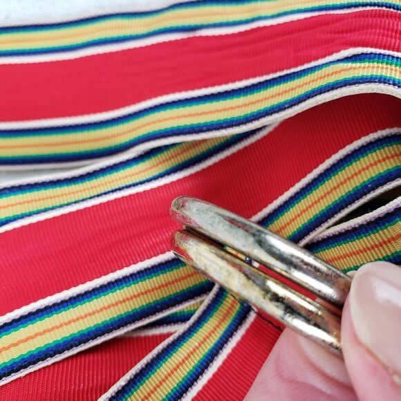 Rainbow Ribbon Belt D-Ring Adjustable Retro 70s Mork Mindy Unisex Size Medium - Picture 3 of 6